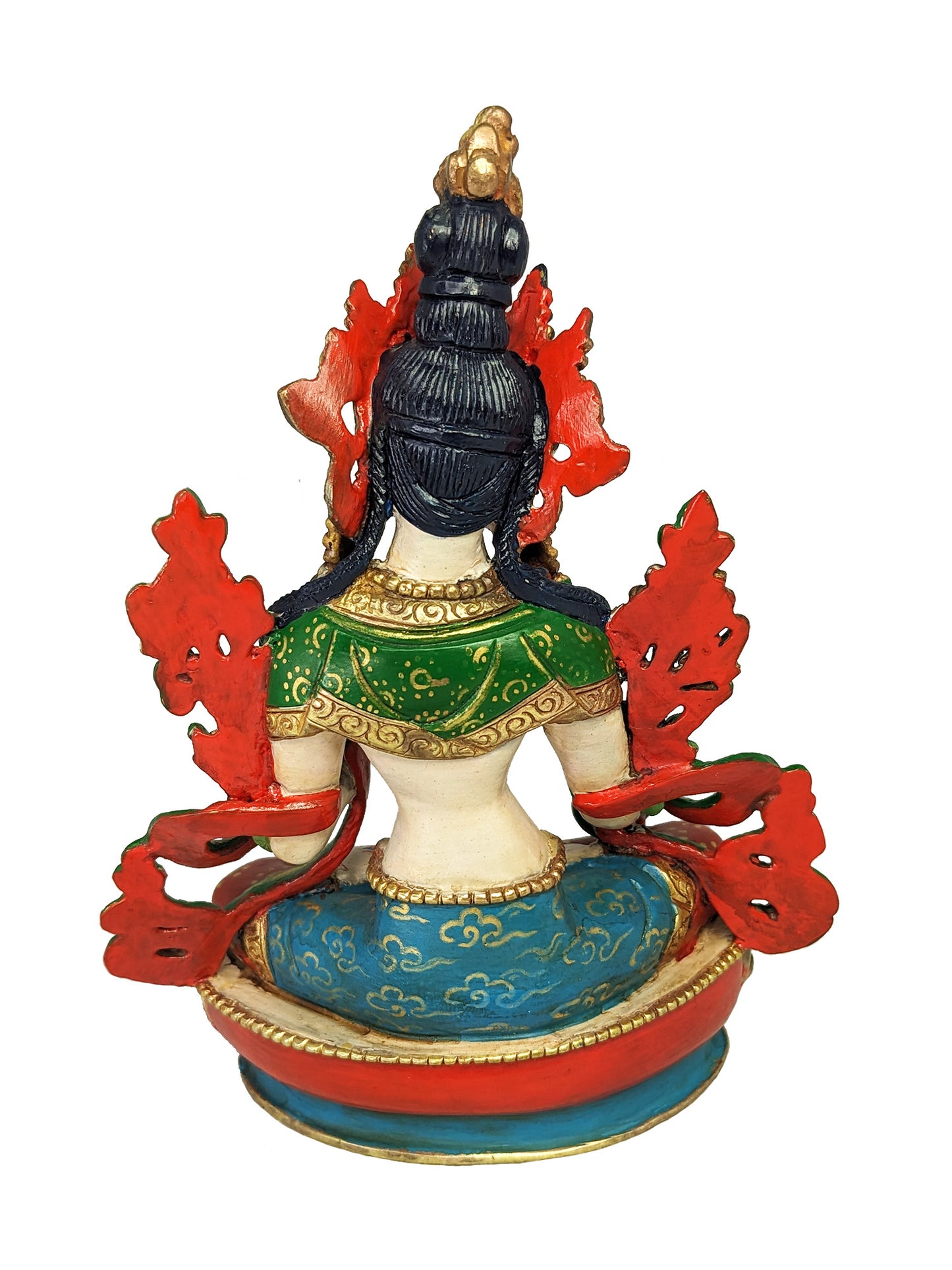 White Tara Statue Painted Gold Plated 5.5"