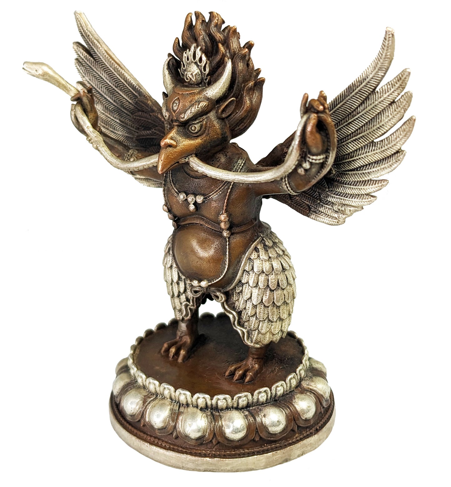 Garuda Statue, Copper with Silver 3.5"