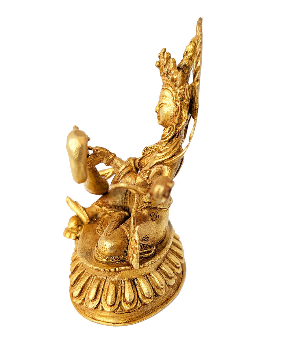 Saraswati Statue Gold-Plated 4"
