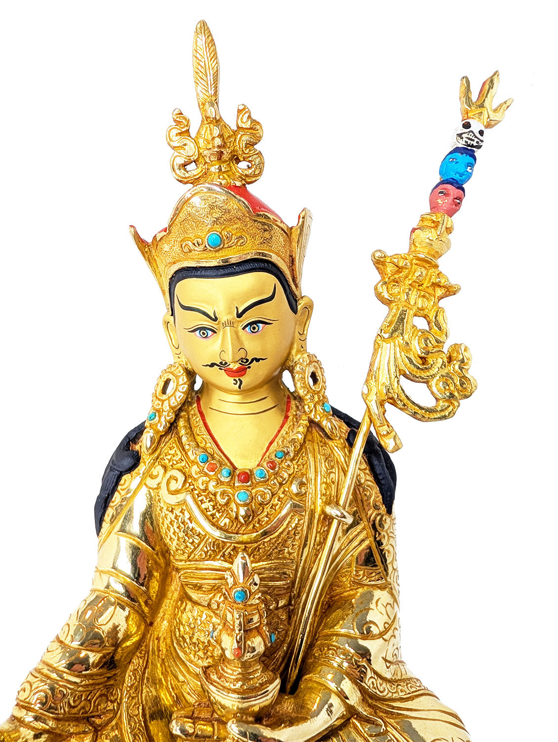 Guru Rinpoche Statue Fully Gold-Plated 8.75"