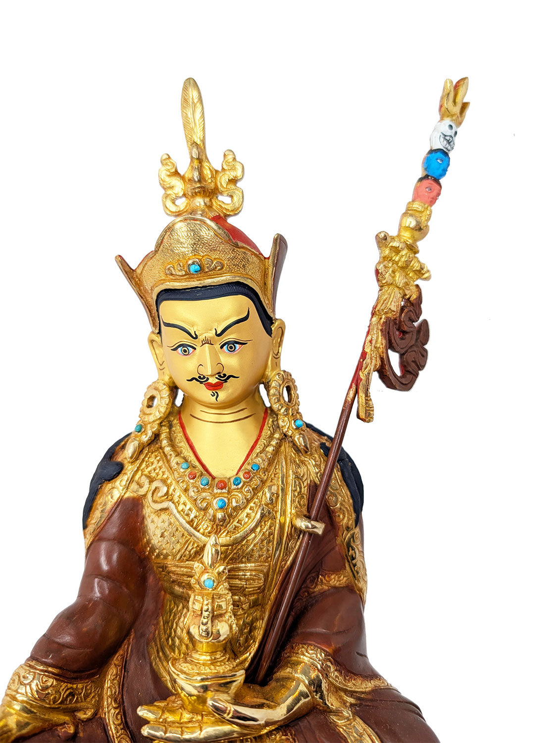 Guru Rinpoche Statue Gold Plated 8.75"