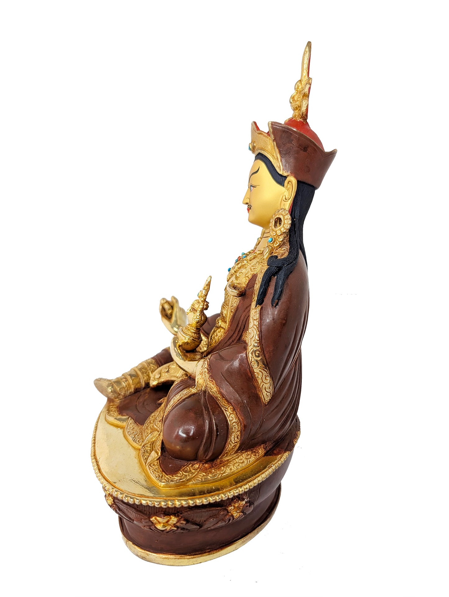 Guru Rinpoche Statue Gold Plated 8.75"