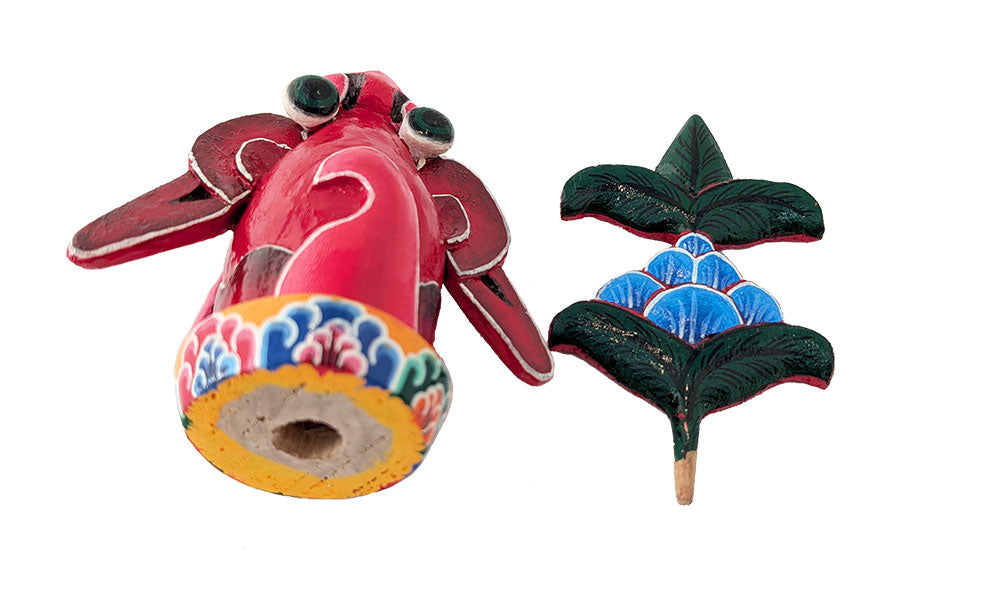 Wooden Painted Wrathful Flower Torma 7.5"