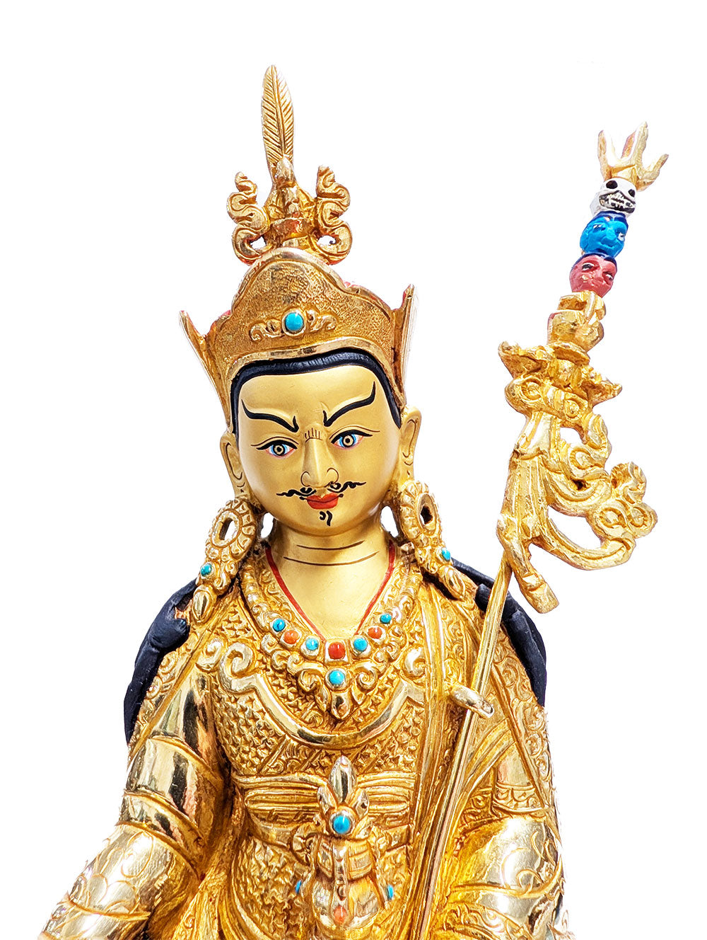 Guru Rinpoche Statue Fully Gold-Plated 8.75"