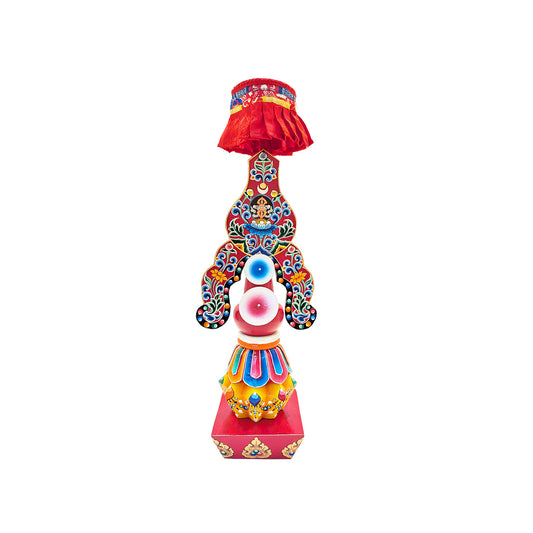 Painted Wooden Lama Torma 17"
