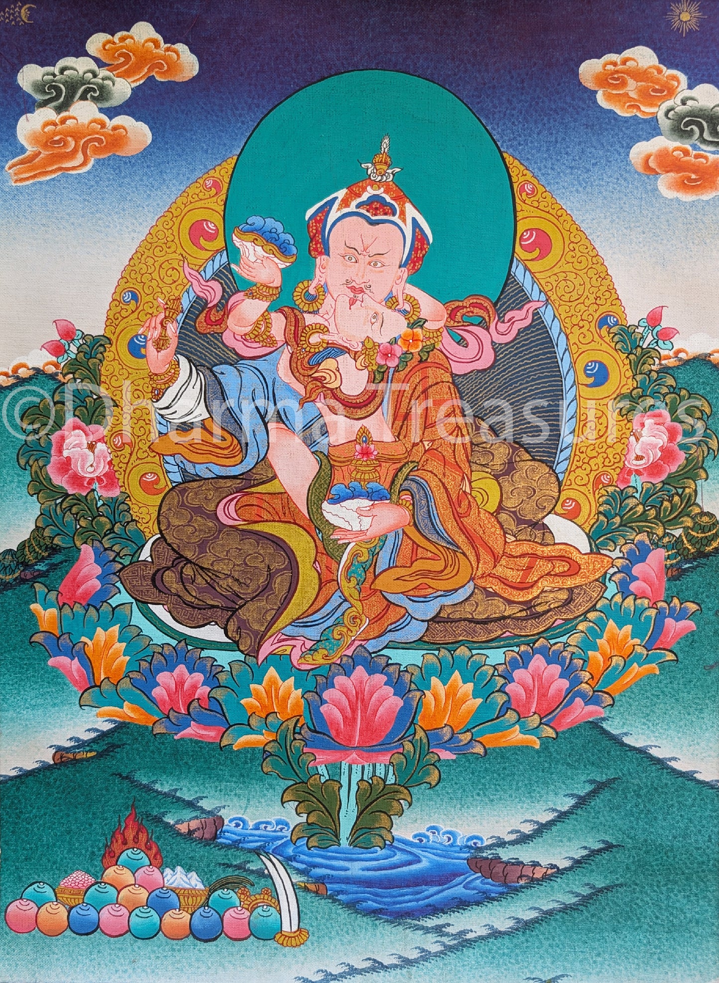 Guru Rinpoche Yabyum Thangka 24"x33"