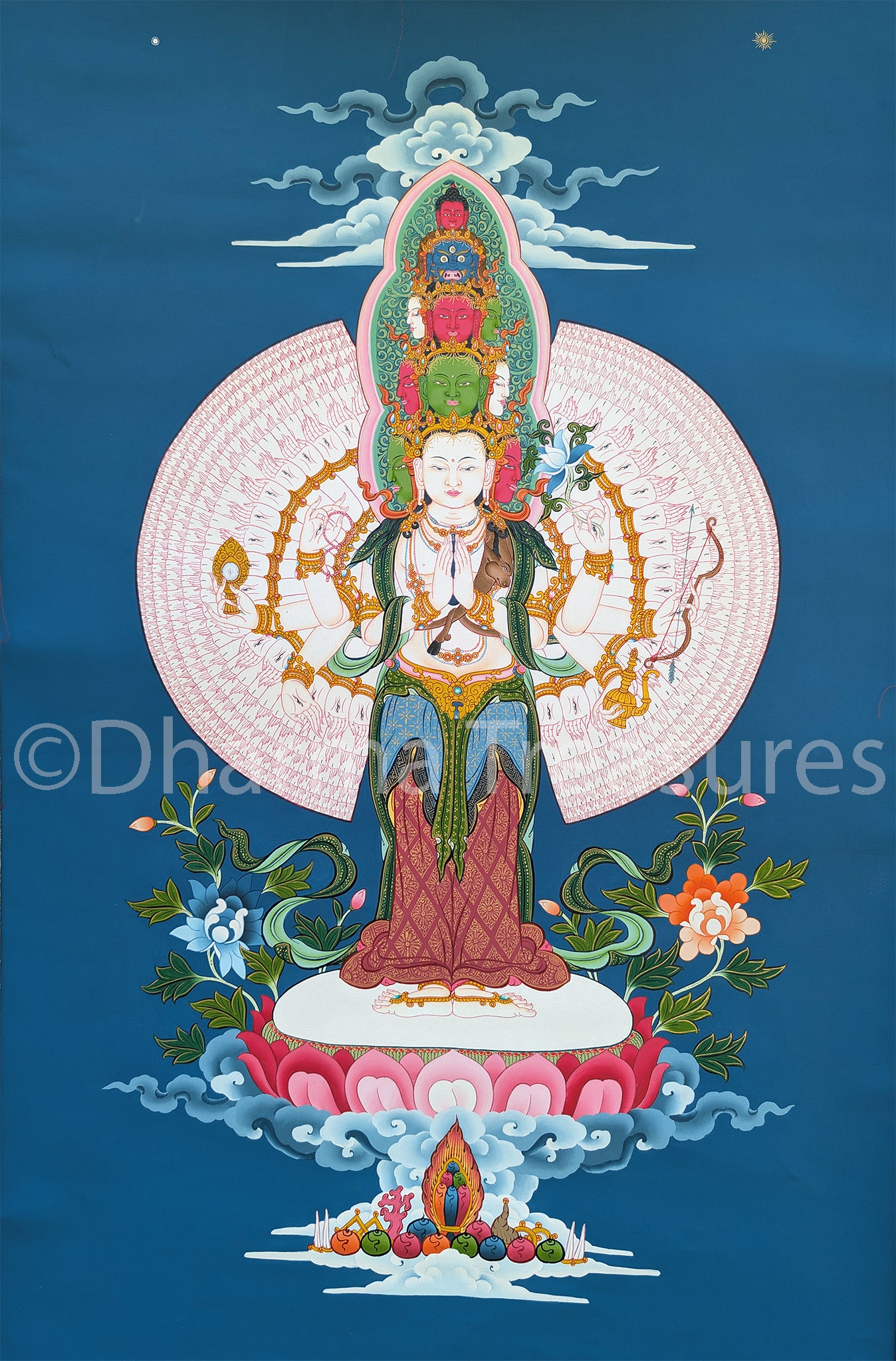 1000 Arm Chenrezig Thangka 39" x 59"