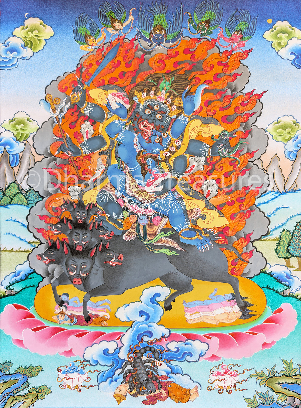 Black Hayagriva Thangka 32"x44"