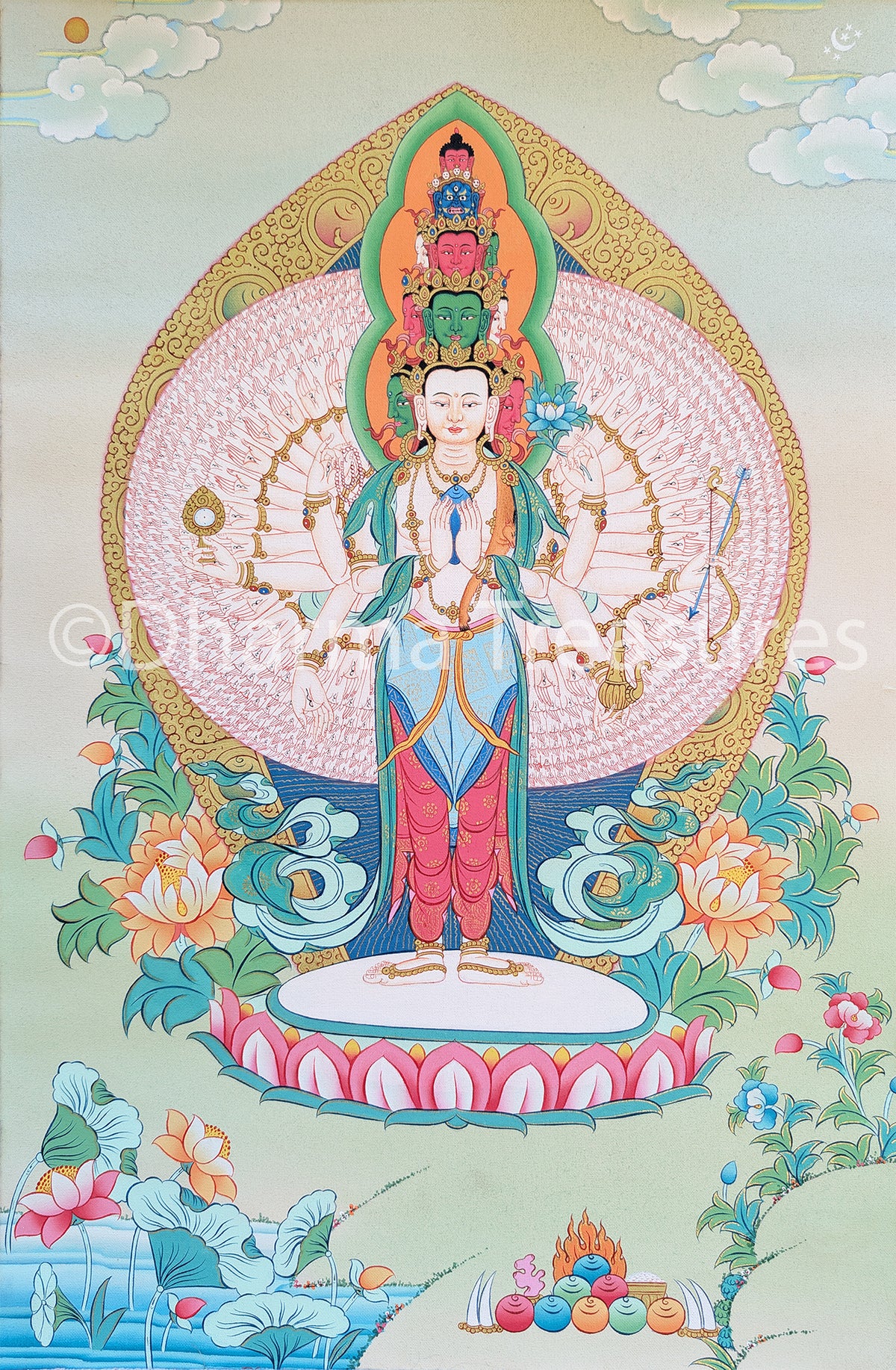 1000 Arm Chenrezig Thangka 28"x40"