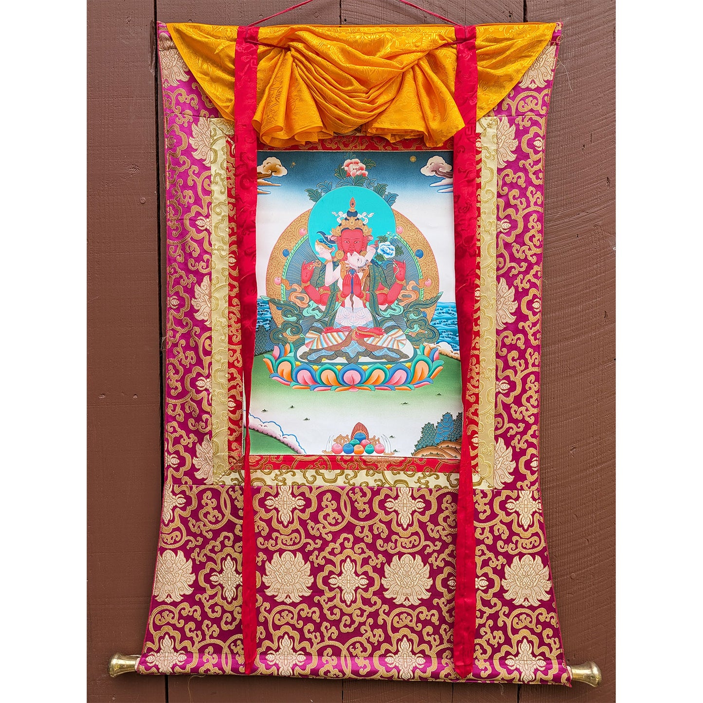 Red Chenrezig Yab-Yum Thangka 32"x42"