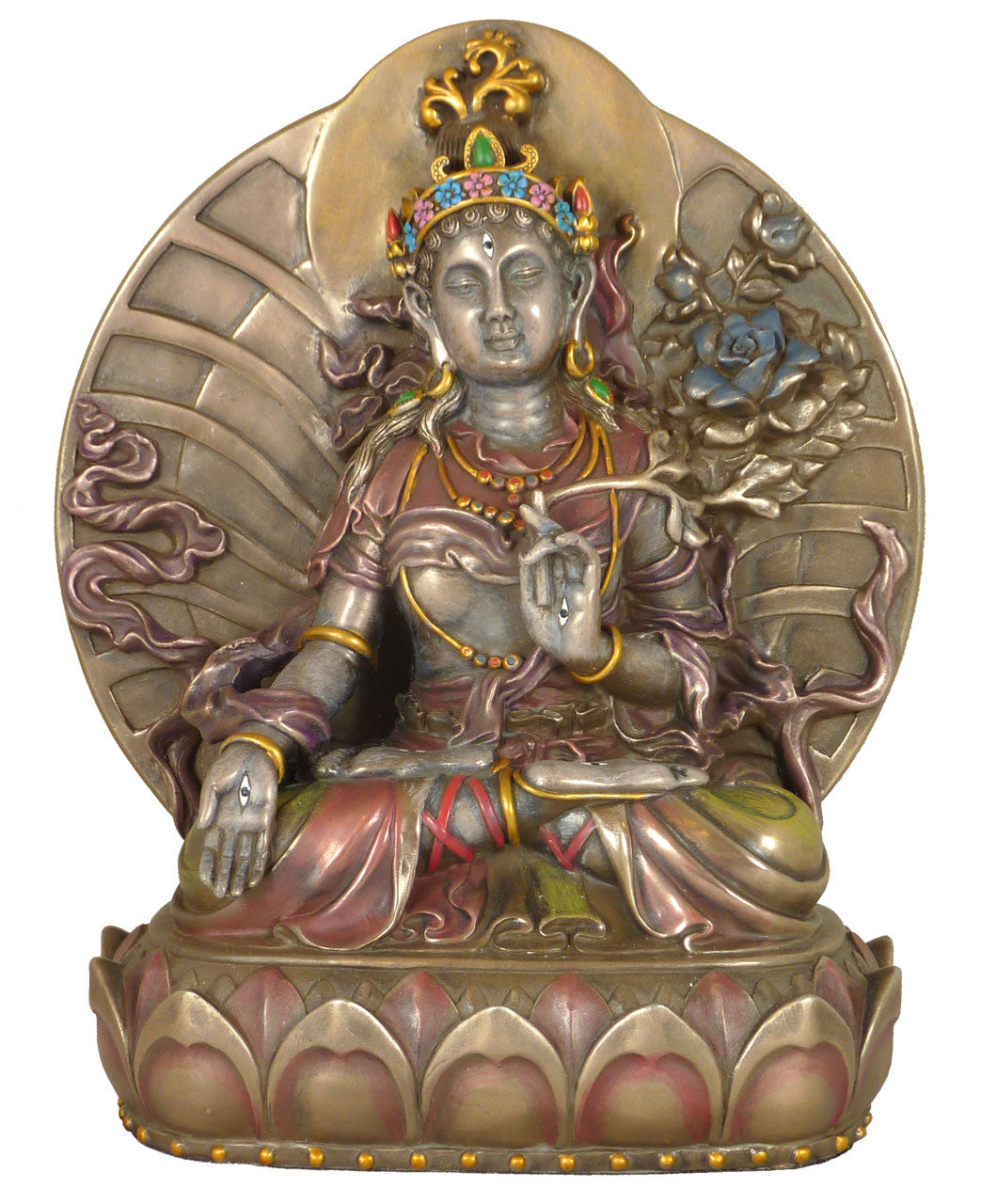 White Tara Statue, Resin, 10.5"