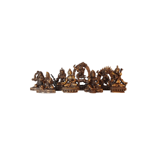 Guru Rinpoche 8 Manifestations Statue Set Copper Oxidized (2.75" to 4.5")