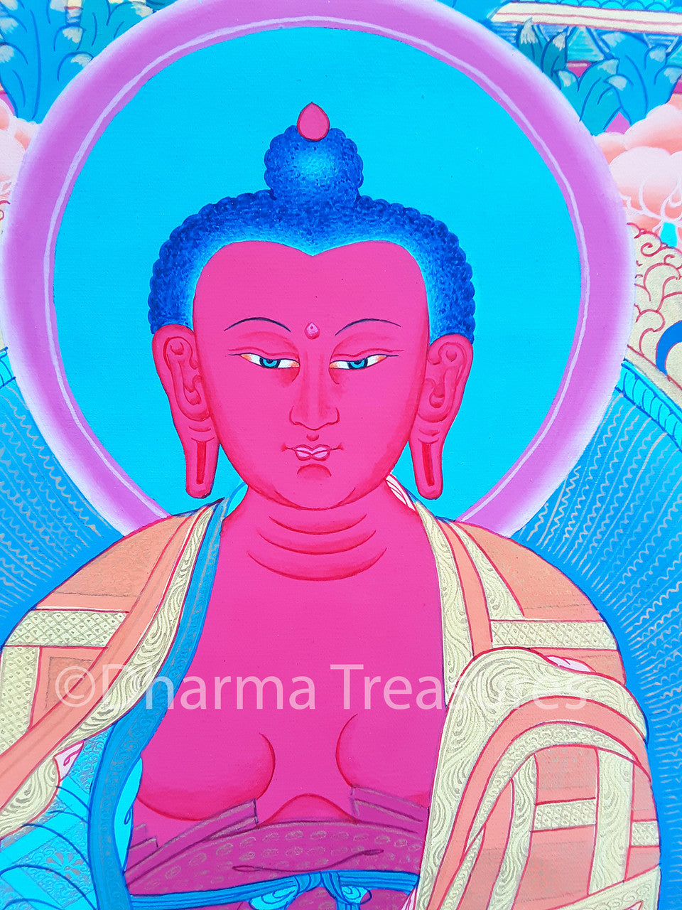 Amitabha in Dewachen Pureland Thangka,  B