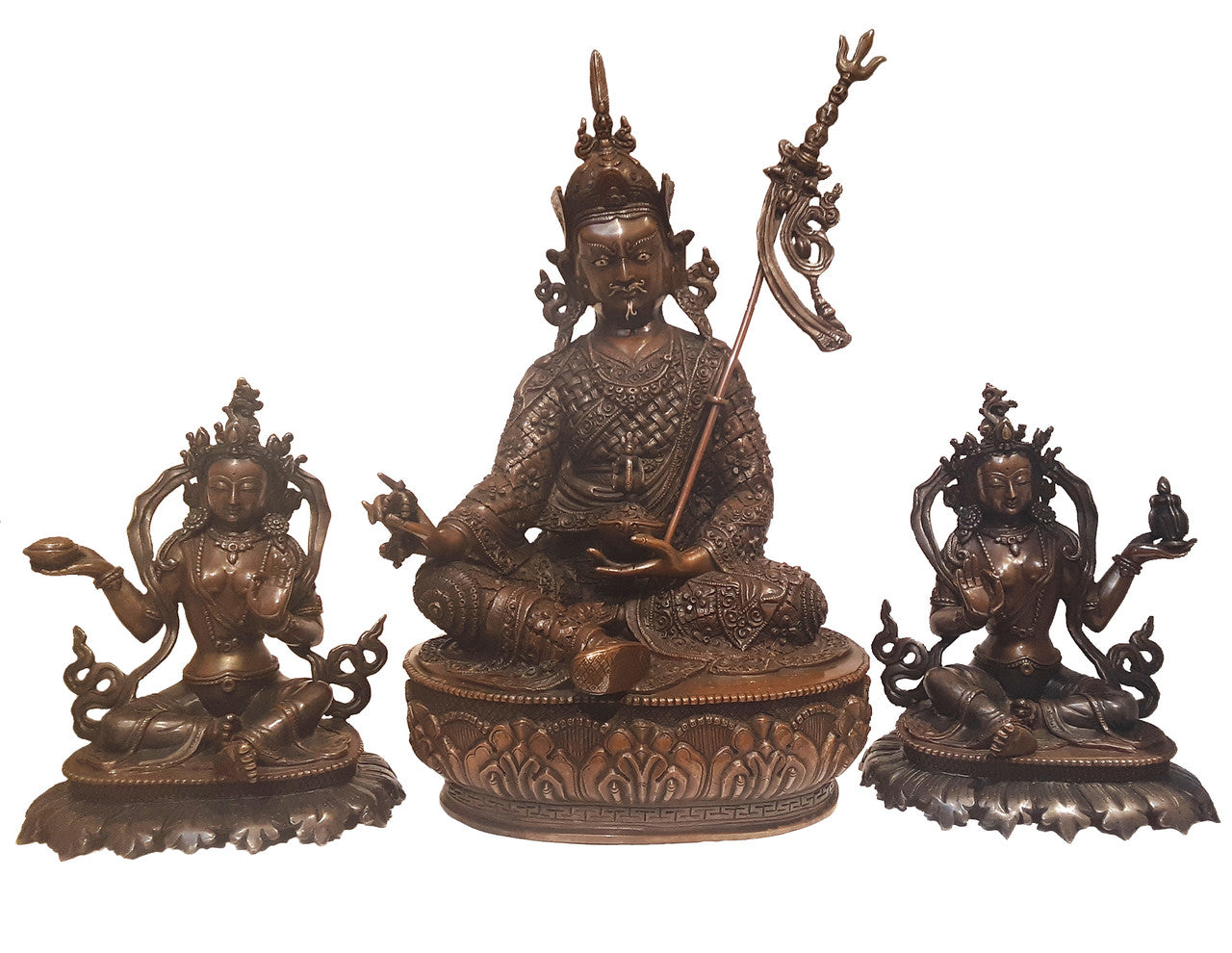 Guru Rinpoche Statue Set, Yeshe Tsogyal & Mandarava