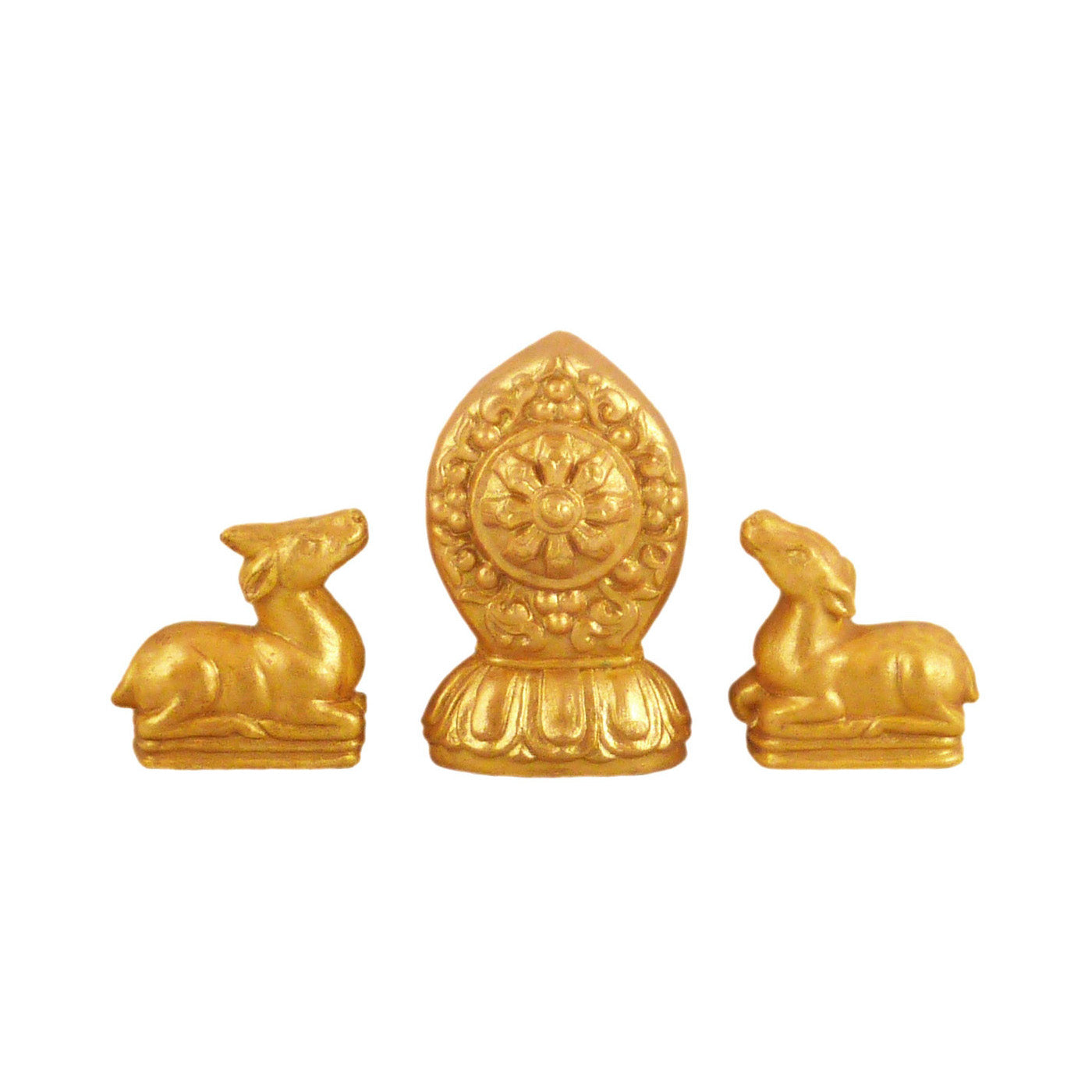 Tsa Ritual Set Golden Painted Wheel and Deer Tsa Tsa Set – Dharma Treasures
