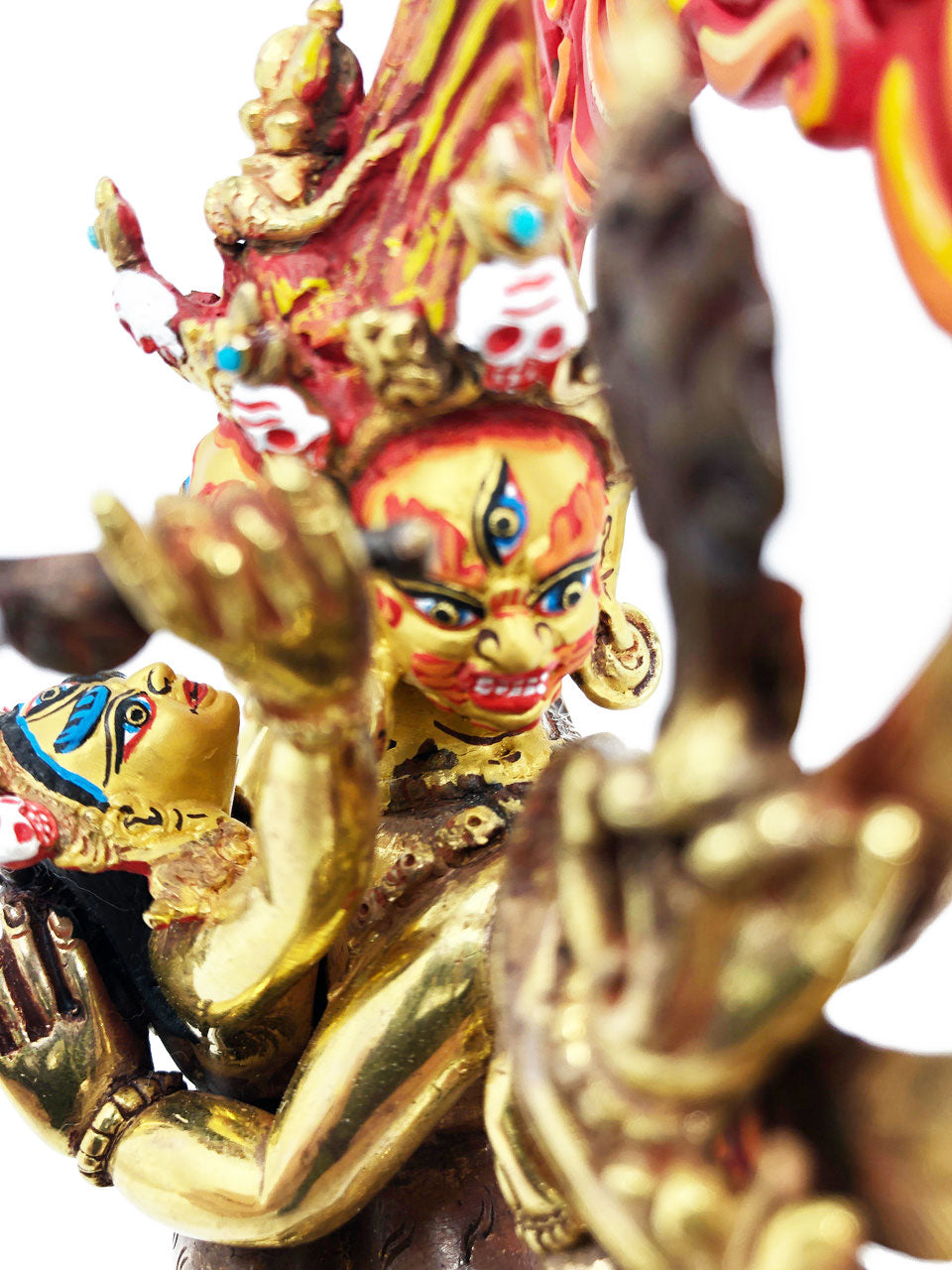 Vajrakilaya Statue, Gold-Plated and Hand-Painted, 8.75"