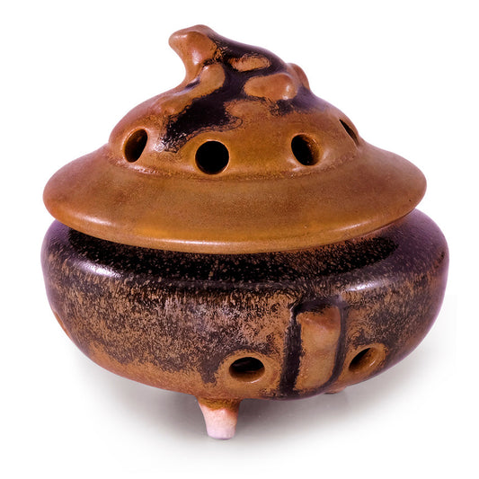 Mocha Frog Incense Bowl w/ Lid