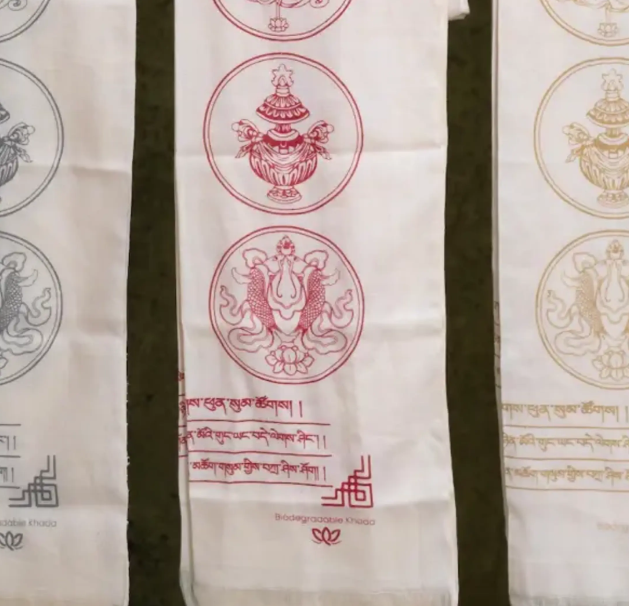 Eco-Friendly Khata with Auspicious Symbols 16"x6.5' (various colors)