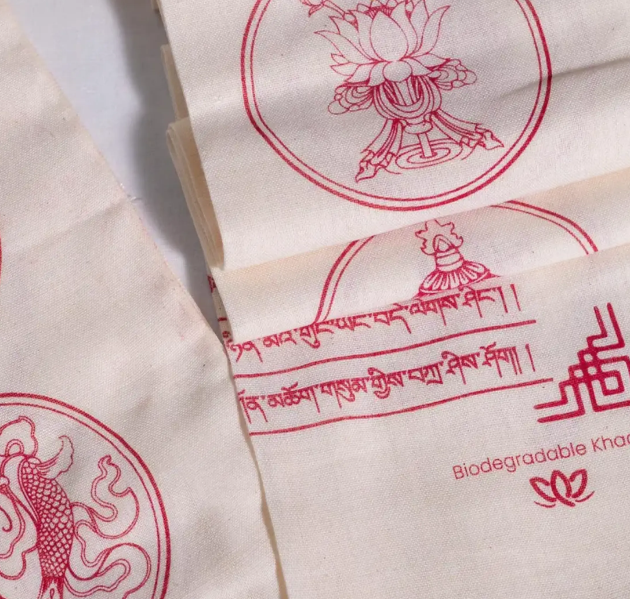 Eco-Friendly Khata with Auspicious Symbols 16"x6.5' (various colors)