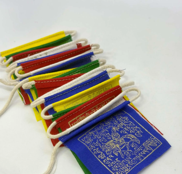 Mini Lungta Windhorse Prayer Flags 2.5"x2.5" Biodegradable Cotton (various lengths)