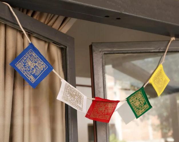 Mini Lungta Windhorse Prayer Flags 2.5"x2.5" Biodegradable Cotton (various lengths)