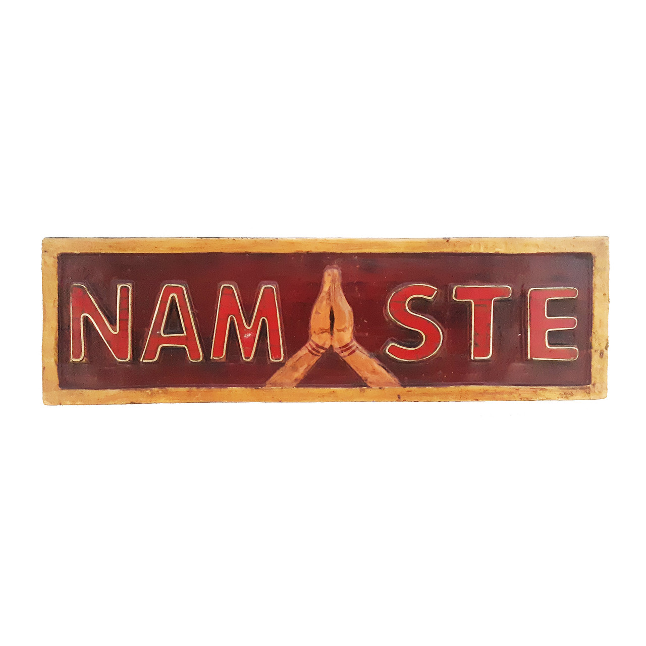 Namaste Sign, Red with Hands