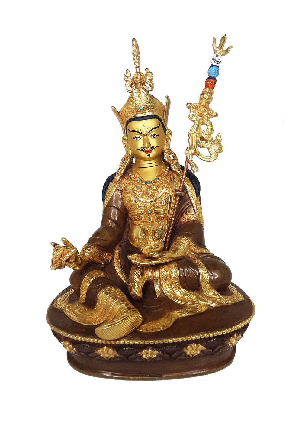 Guru Rinpoche Statue Gold Plated 9"